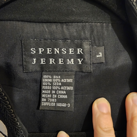 Spenser Jeremy Embroidered Silk Vest, Womens Zip Up Black Silk Vest, Size Large - Picture 10 of 11